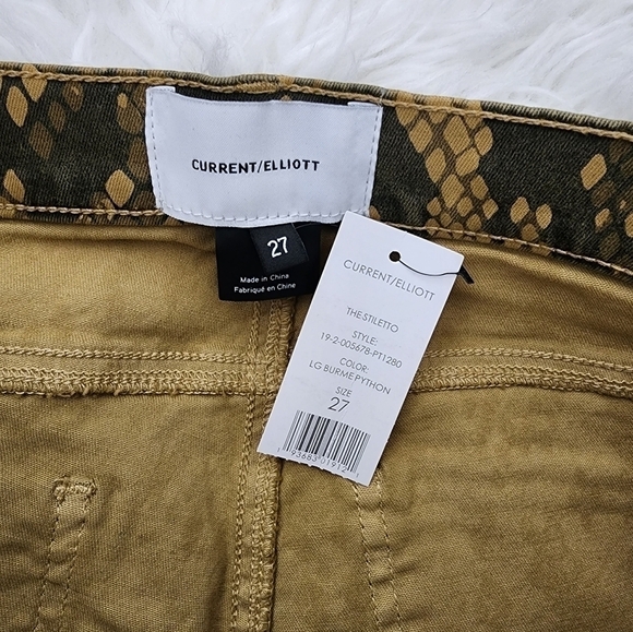CURRENT/ELLIOTT The Stiletto Python-Print Crop Jeans Size 27. New.Hug al… - Picture 11 of 11
